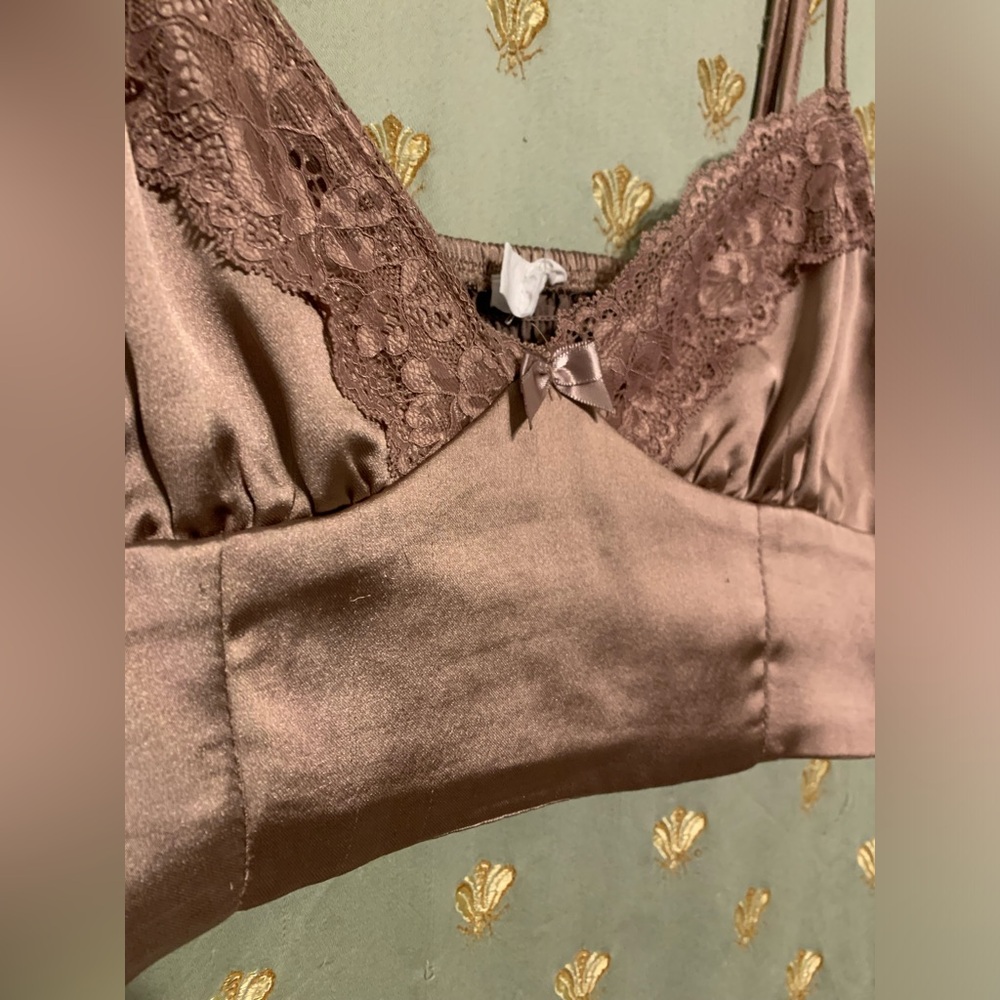 Garage Cropped Satin Tank Top Size Small - Picture 3 of 4